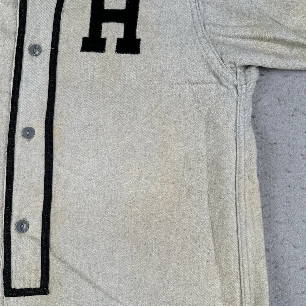 Vintage 30s 40s Baseball Jersey Mens 44 Gray Black Felt H Rubys Sorting‎ Goods